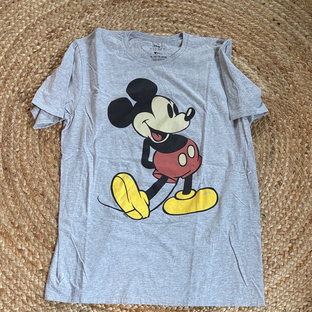 Gray T-Shirt with Mickey Mouse Print